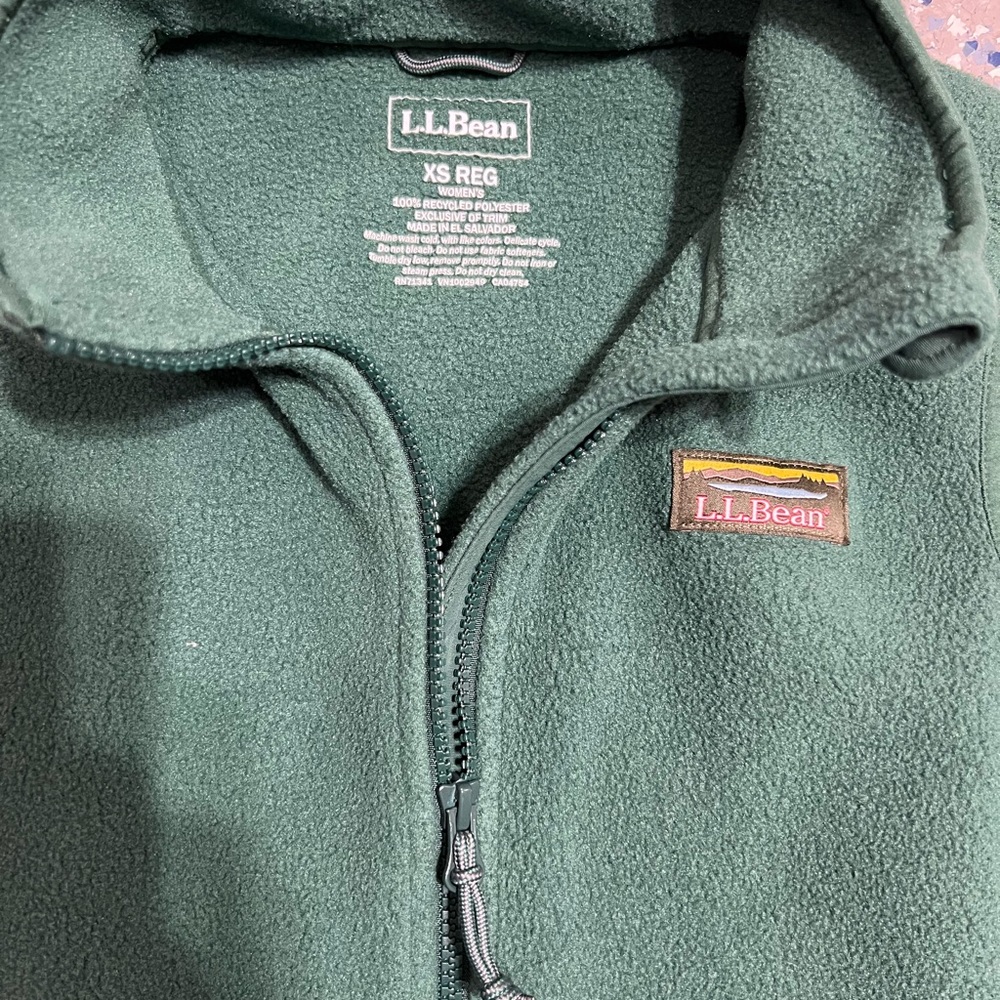 L.L. Bean Forest Green Fleece vest - Picture 2 of 3